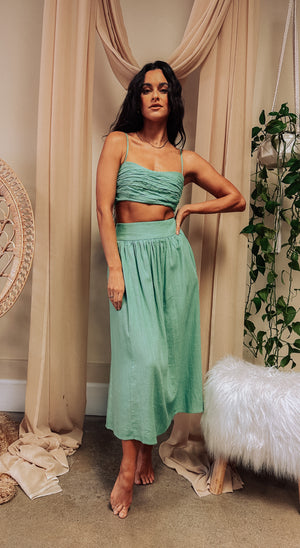 Florence Linen Skirt-Green